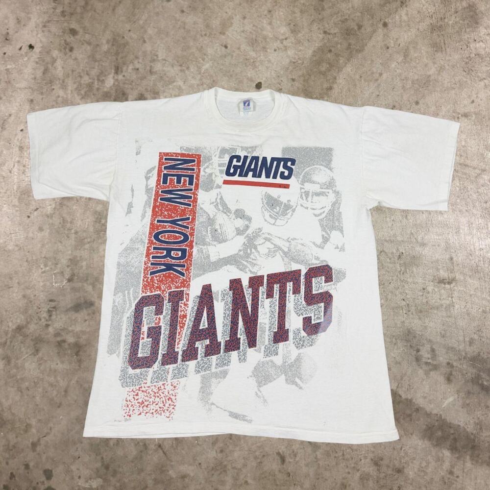 Vintage 80s New York Giants Tee Logo 7 NFL Football T-Shirt Top White Mens OS XL